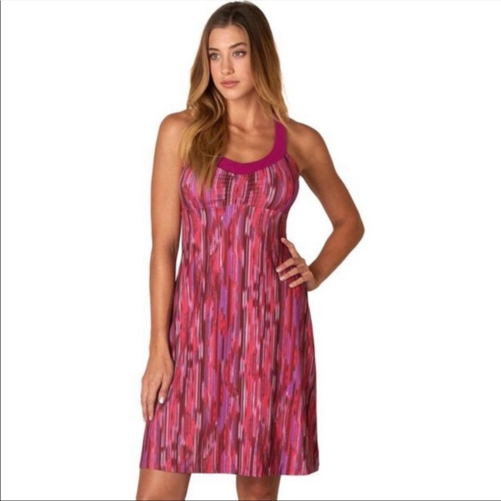 prAna Shauna Dress Built In Shelf Bra Activewear Pink Azalea Rainblur Medium